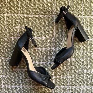 Vince Camuto Black Wesher Ankle Strap Block Heels Size 8.5